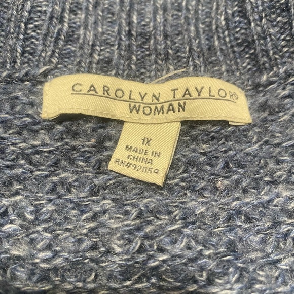 Carolyn Taylor Blue Knit Shrug Poncho - Picture 2 of 8